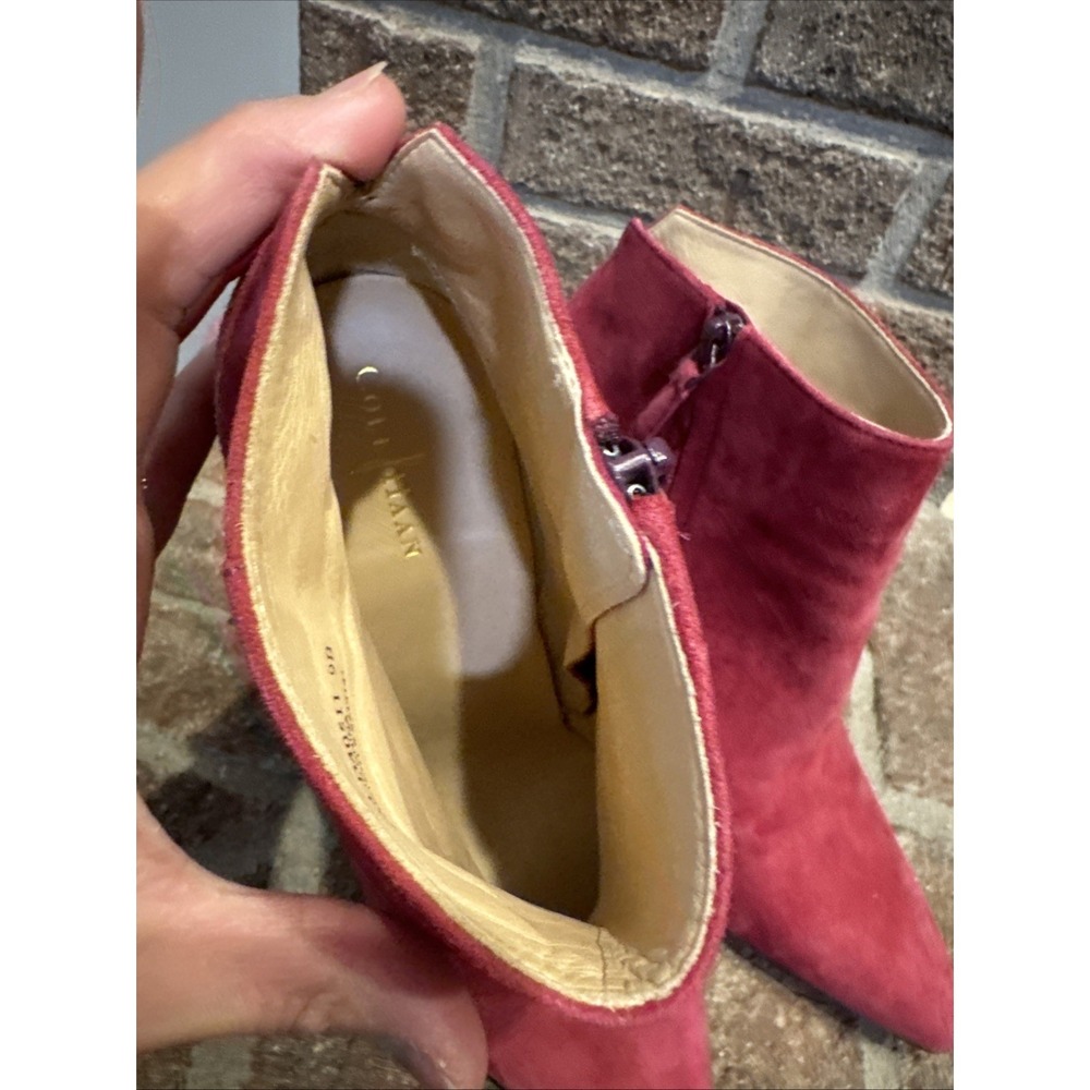 Cole‎ Haan Red Winery Suede Wedge Booties Size 9B F13 D40511 - Picture 13 of 16